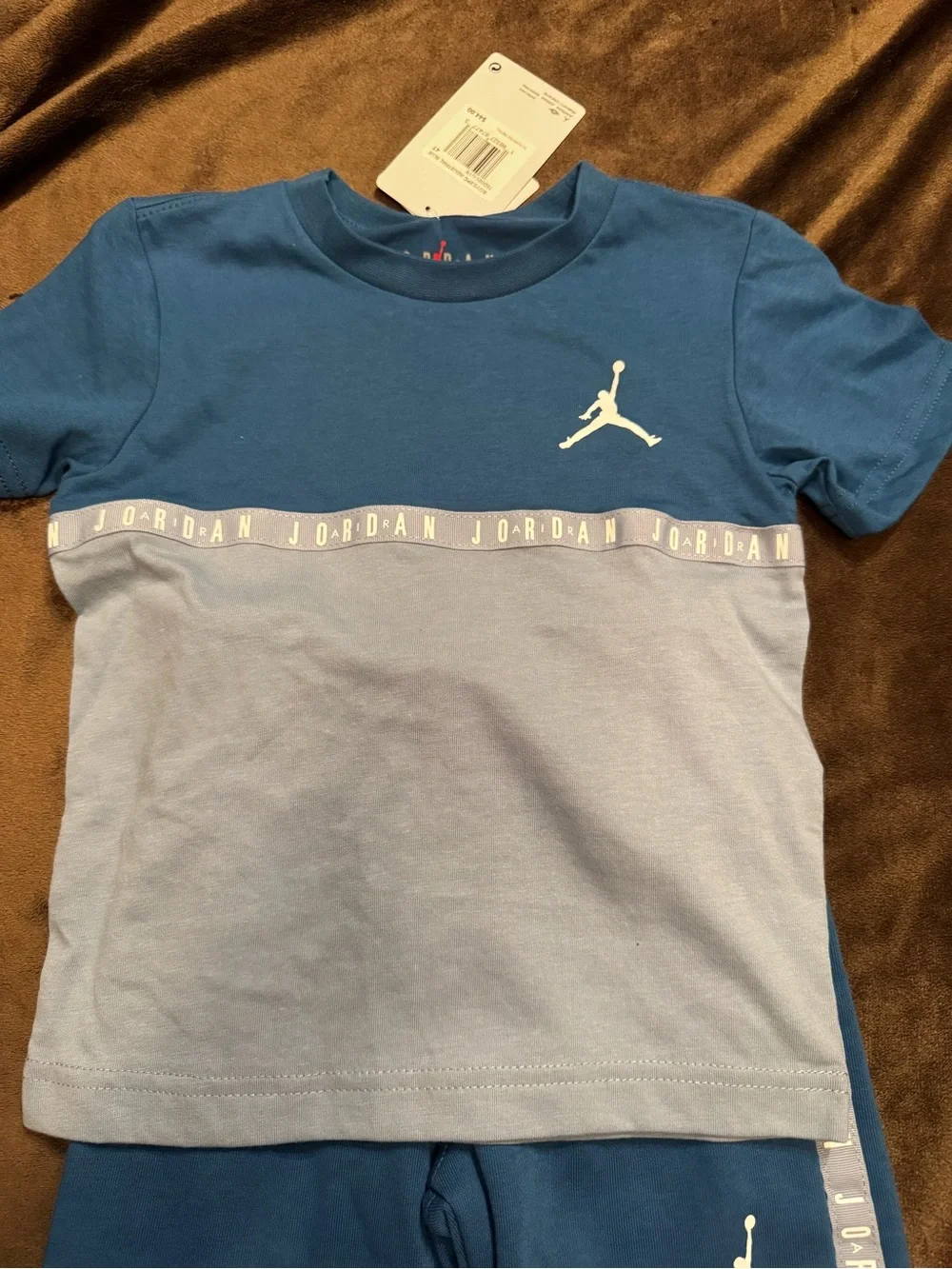 Jordan Blue and Light Blue Kids Two-Tone Short Pajama Set